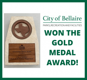 Bellaire Parks, Recreation and Facilities Department was honored with the prestigious Gold Medal Award.