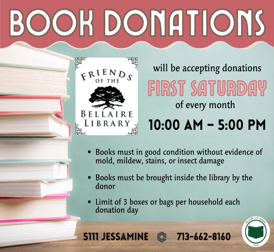 Bellaire Library accepts book donations the first Saturday of every ...