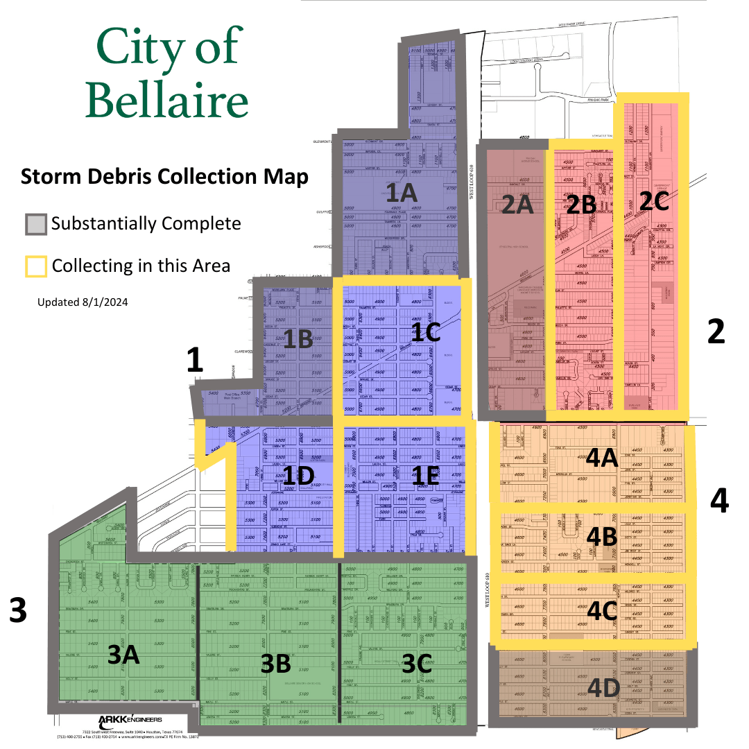 Bellaire debris collection map August 2