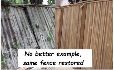 leaning fence restored